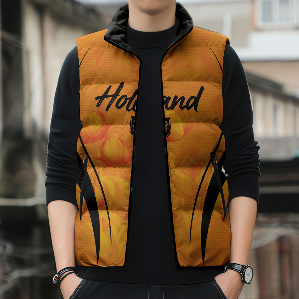 Custom Holland 2026 World Football Sleeveless Puffer Jacket Oranje Go Champions