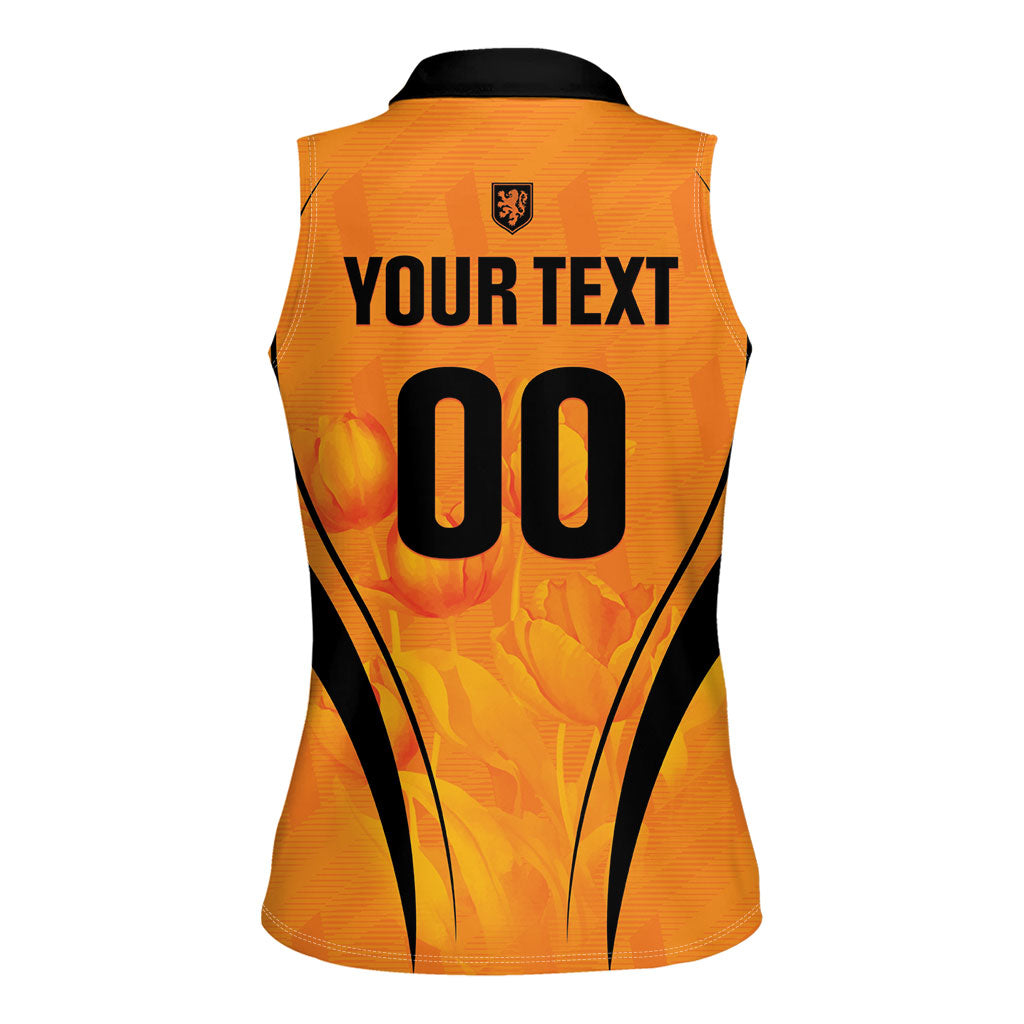 Custom Holland 2026 World Football Women Sleeveless Polo Shirt Oranje Go Champions