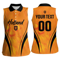 Custom Holland 2026 World Football Women Sleeveless Polo Shirt Oranje Go Champions