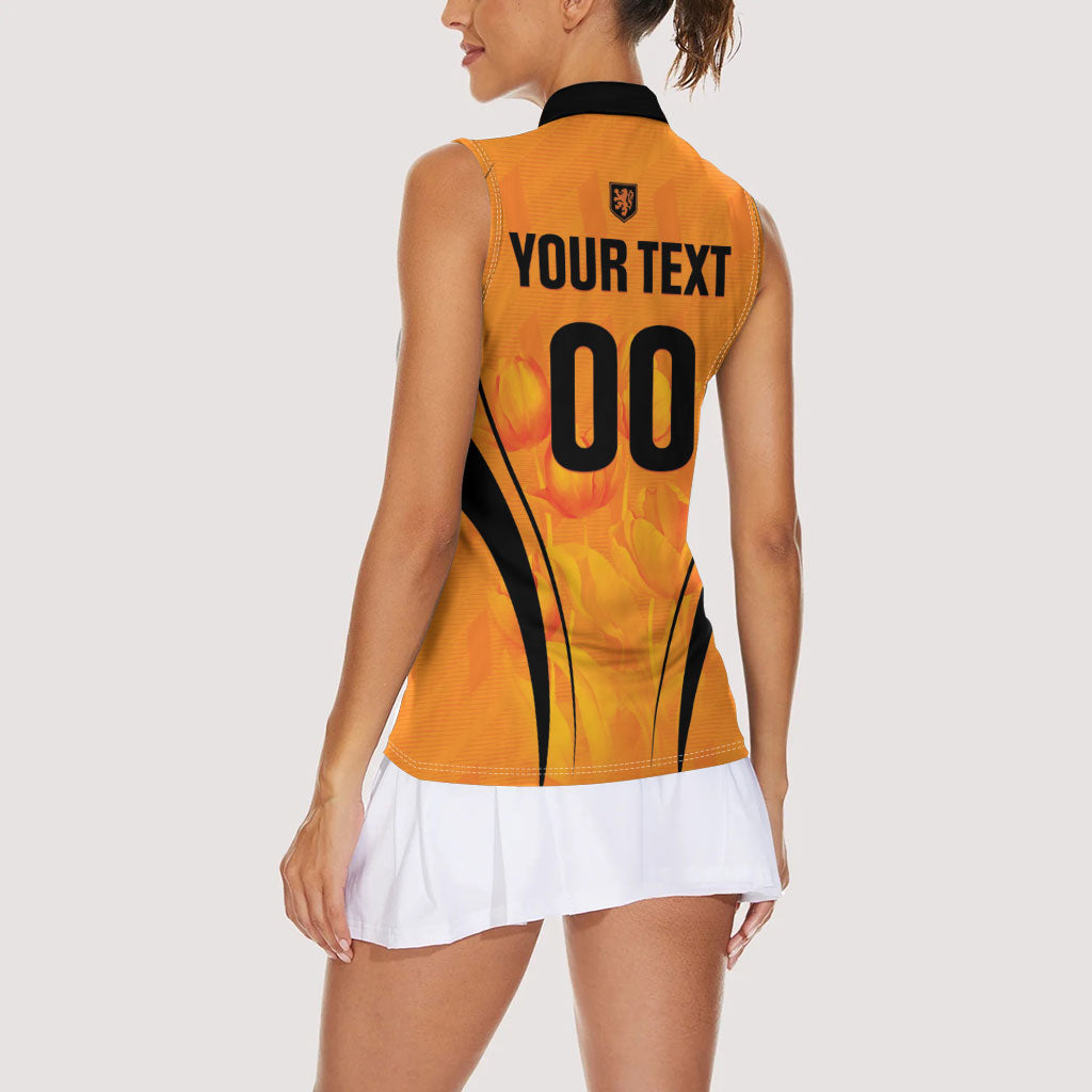 Custom Holland 2026 World Football Women Sleeveless Polo Shirt Oranje Go Champions