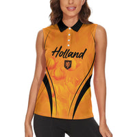 Custom Holland 2026 World Football Women Sleeveless Polo Shirt Oranje Go Champions