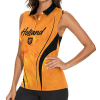Custom Holland 2026 World Football Women Sleeveless Polo Shirt Oranje Go Champions