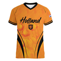 Custom Holland 2026 World Football Women V-Neck T-Shirt Oranje Go Champions