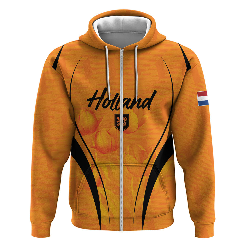 Custom Holland 2026 World Football Zip Hoodie Oranje Go Champions