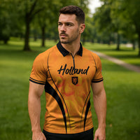 Custom Holland 2026 World Football Zipper Polo Shirt Oranje Go Champions