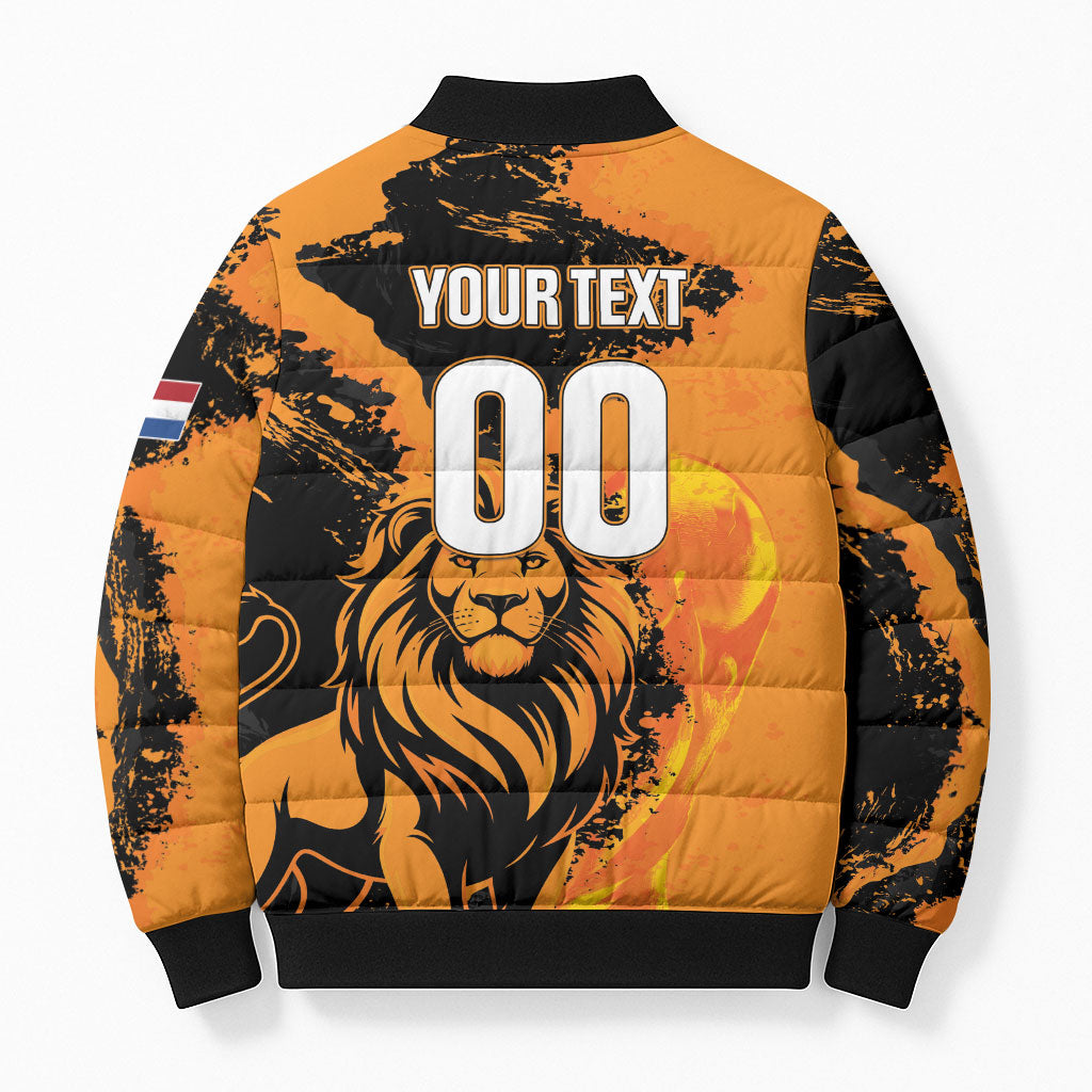 Custom Nederland 2026 World Football Bomber Puffer Jacket Oranje Lions Go Champions