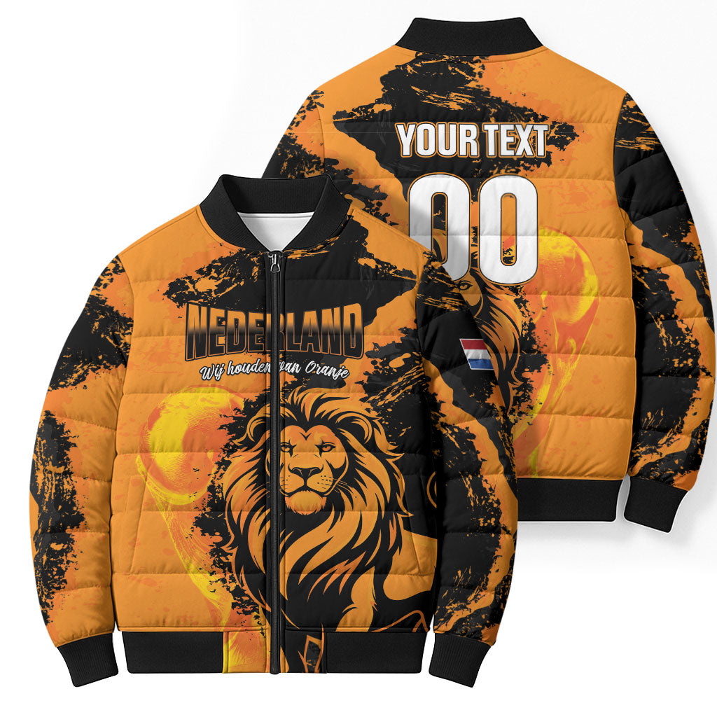 Custom Nederland 2026 World Football Bomber Puffer Jacket Oranje Lions Go Champions