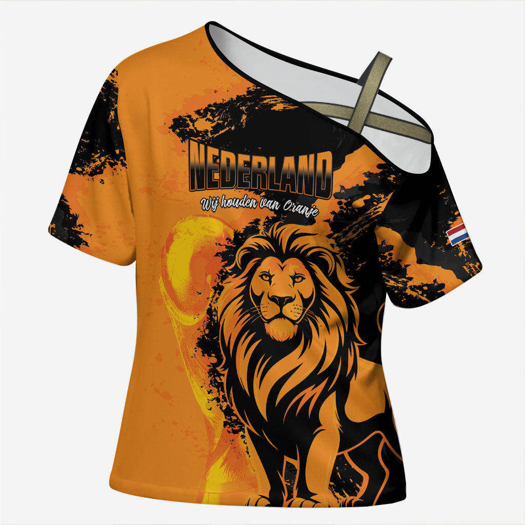 Custom Nederland 2026 World Football Cross Shoulder Shirt Oranje Lions Go Champions