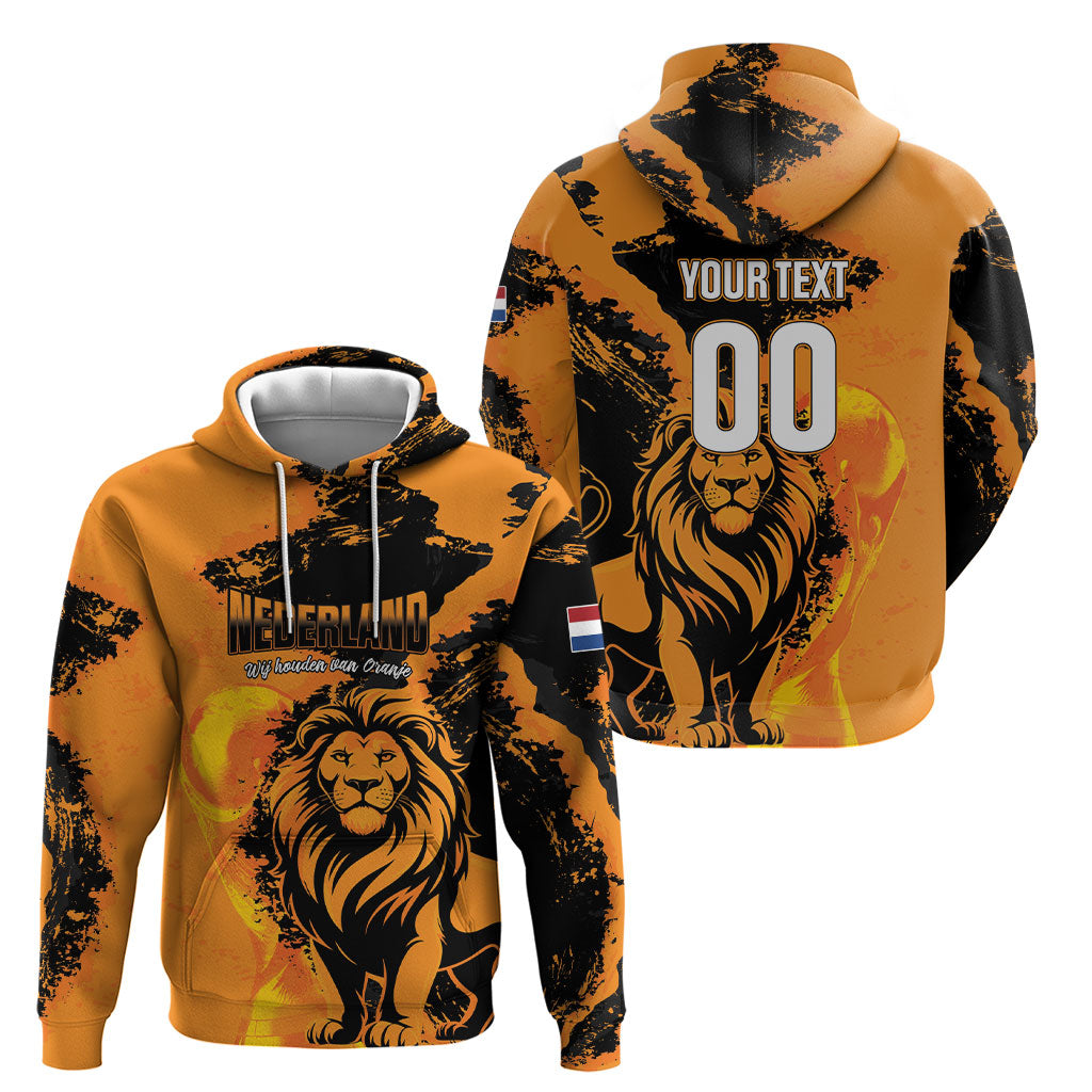 Custom Nederland 2026 World Football Hoodie Oranje Lions Go Champions