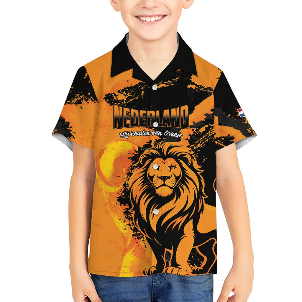 Custom Nederland 2026 World Football Kid Hawaiian Shirt Oranje Lions Go Champions