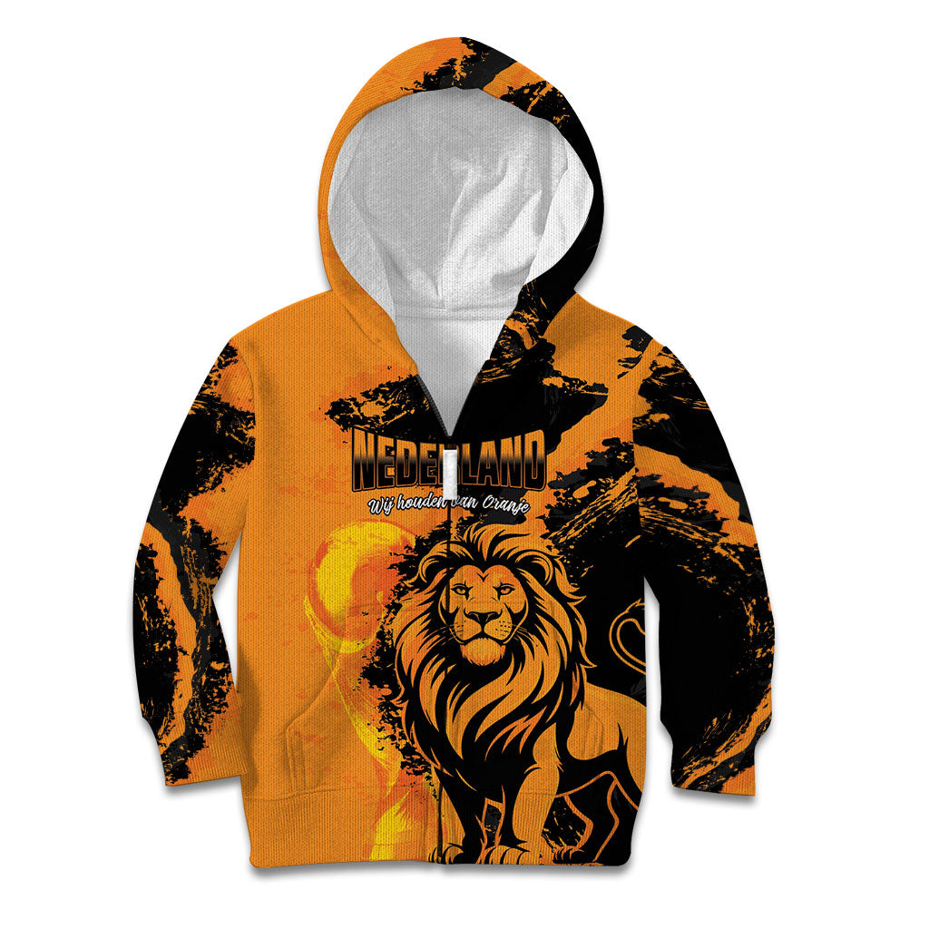Custom Nederland 2026 World Football Kid Hoodie Oranje Lions Go Champions
