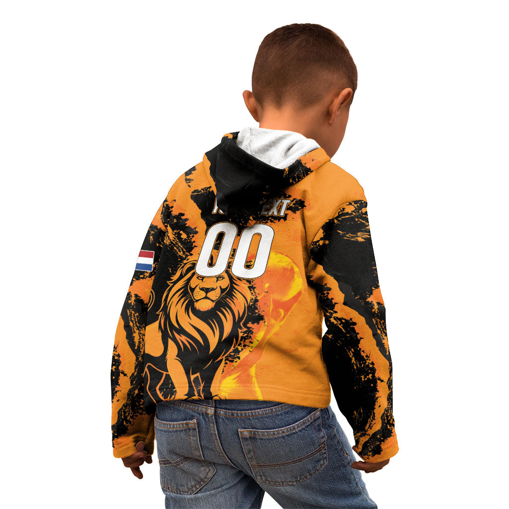 Custom Nederland 2026 World Football Kid Hoodie Oranje Lions Go Champions