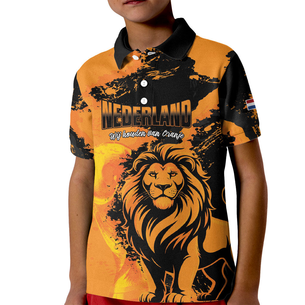 Custom Nederland 2026 World Football Kid Polo Shirt Oranje Lions Go Champions