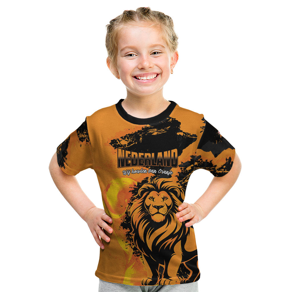 Custom Nederland 2026 World Football Kid T Shirt Oranje Lions Go Champions