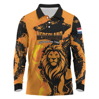 Custom Nederland 2026 World Football Long Sleeve Polo Shirt Oranje Lions Go Champions