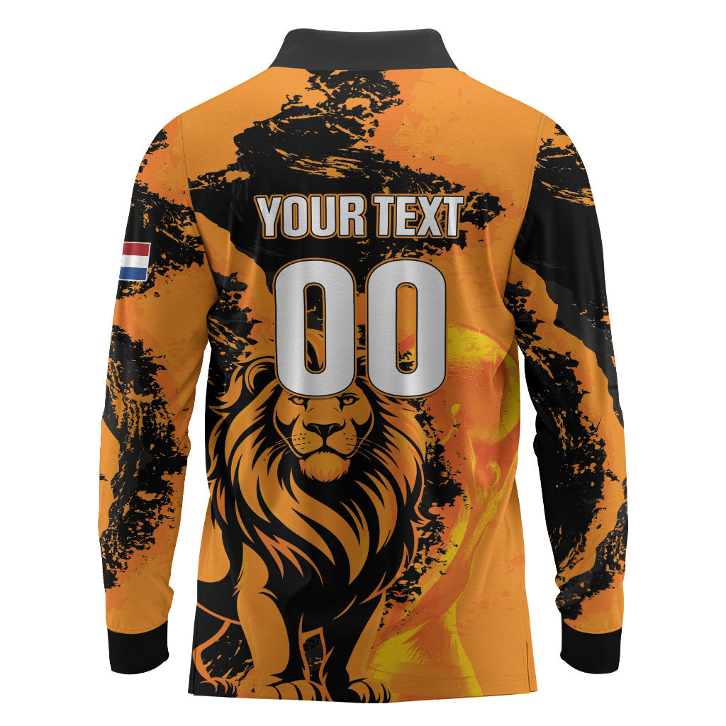 Custom Nederland 2026 World Football Long Sleeve Polo Shirt Oranje Lions Go Champions