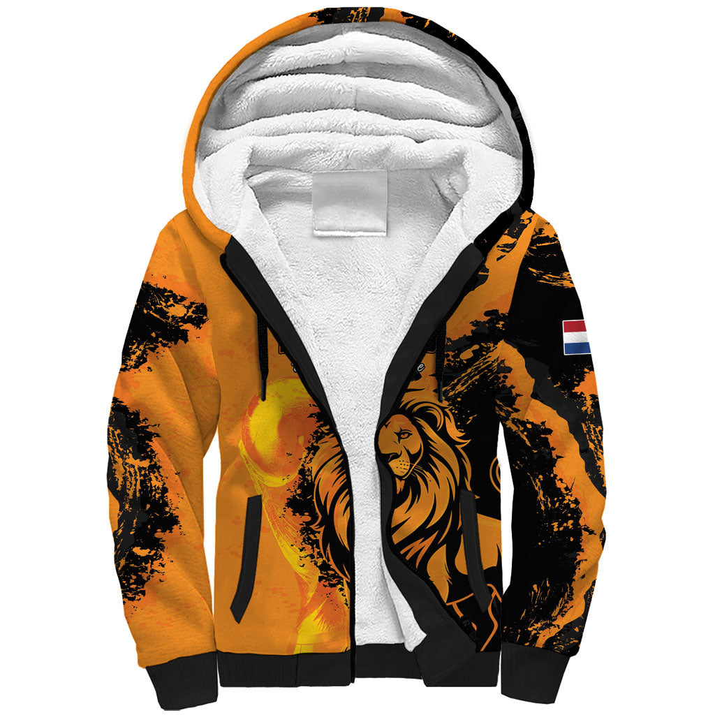 Custom Nederland 2026 World Football Sherpa Hoodie Oranje Lions Go Champions
