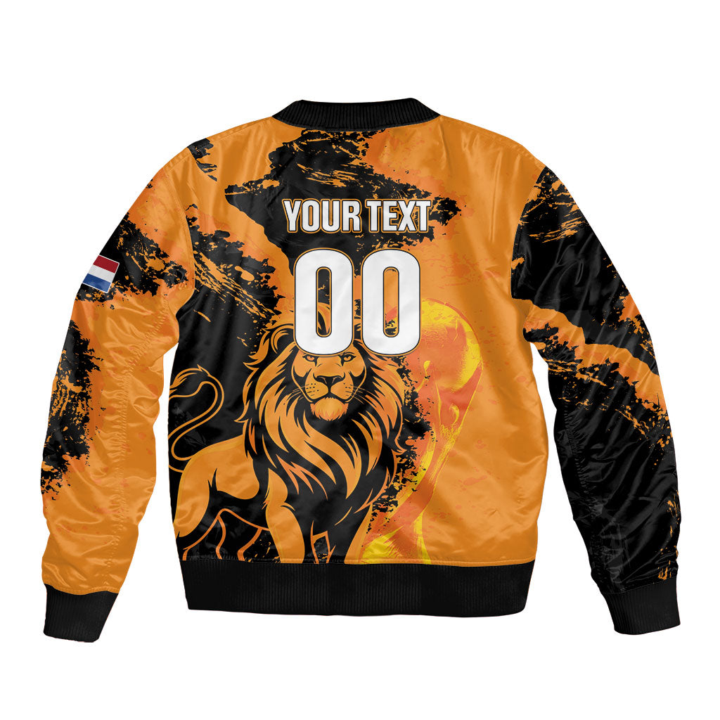 Custom Nederland 2026 World Football Sleeve Zip Bomber Jacket Oranje Lions Go Champions