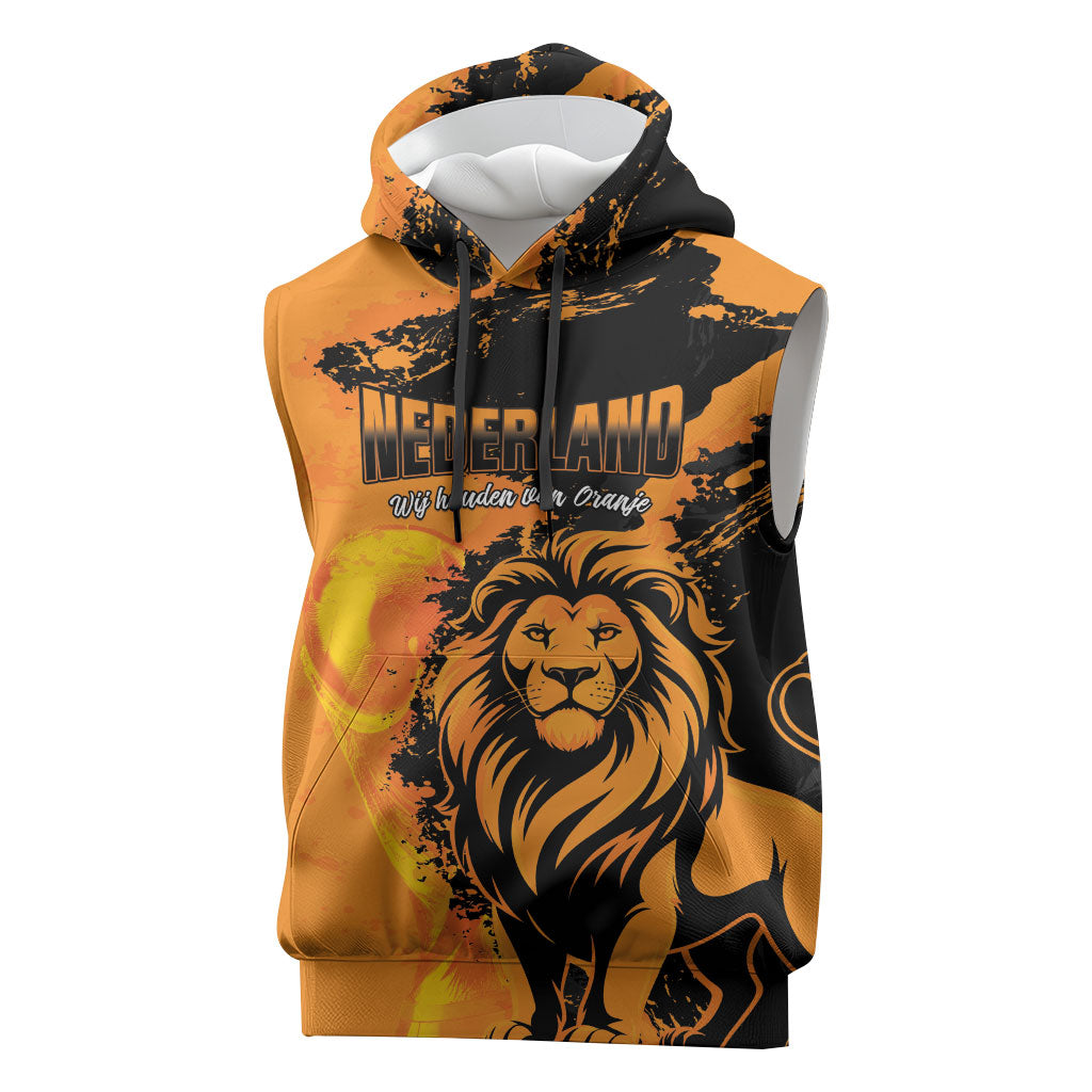 Custom Nederland 2026 World Football Sleeveless Hoodie Oranje Lions Go Champions