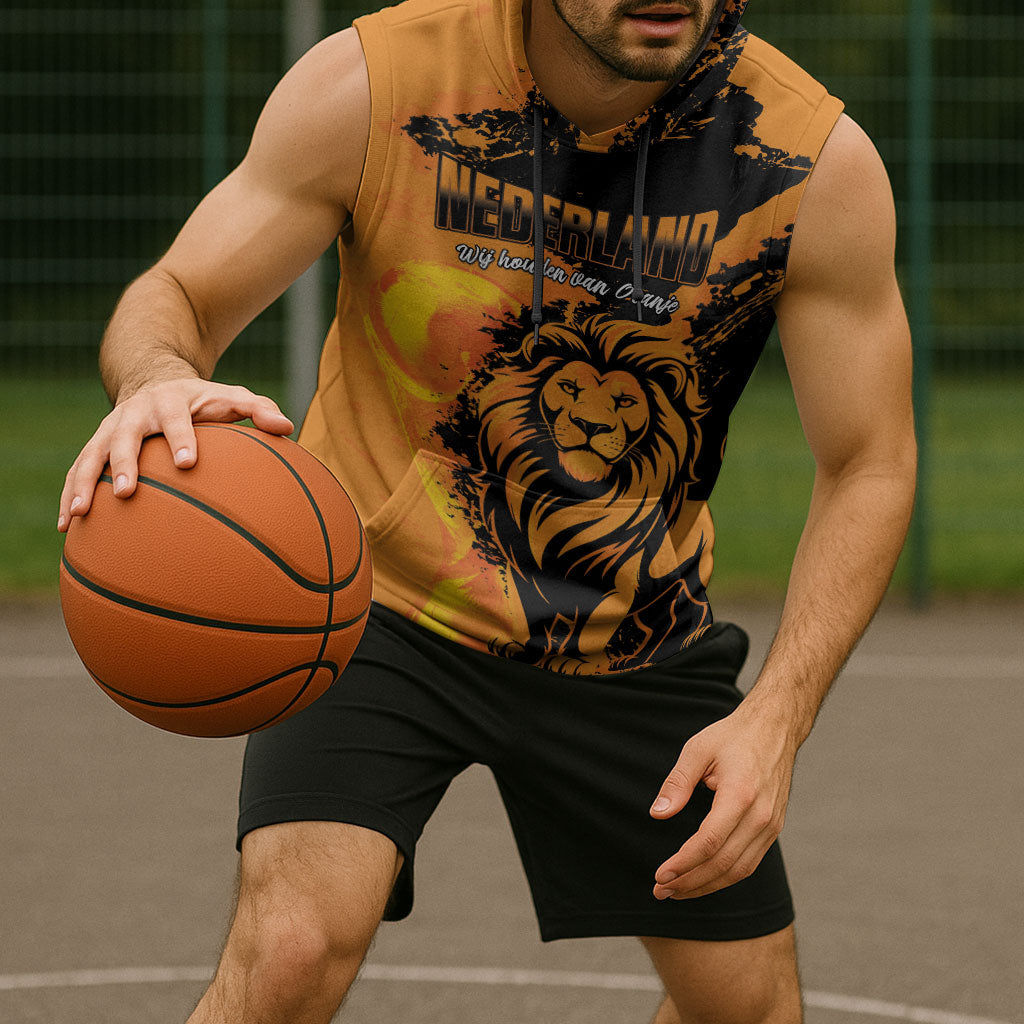 Custom Nederland 2026 World Football Sleeveless Hoodie Oranje Lions Go Champions