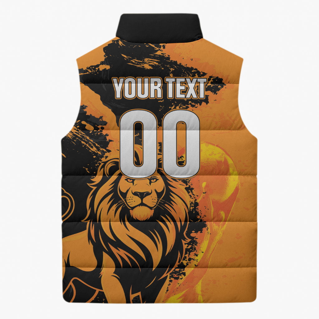 Custom Nederland 2026 World Football Sleeveless Puffer Jacket Oranje Lions Go Champions
