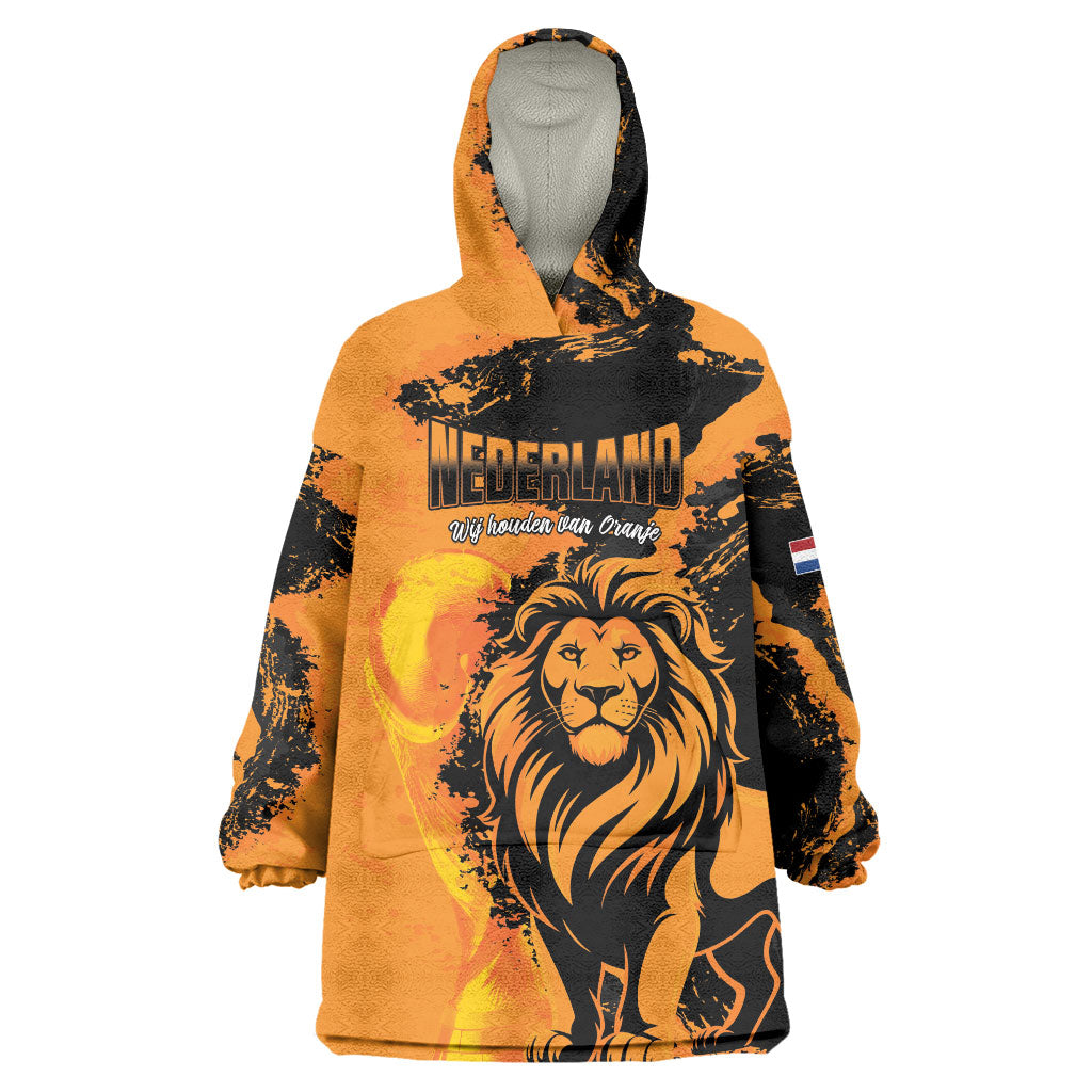 Custom Nederland 2026 World Football Wearable Blanket Hoodie Oranje Lions Go Champions