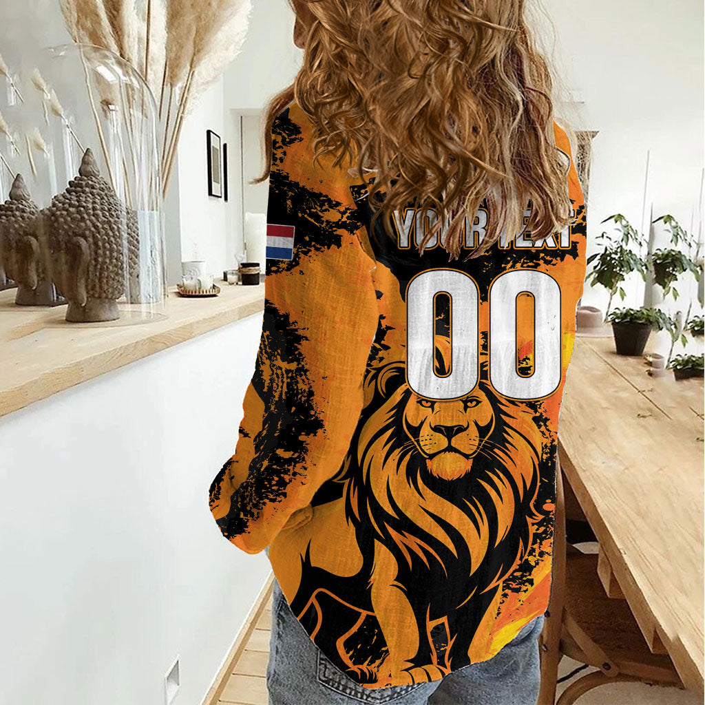 Custom Nederland 2026 World Football Women Casual Shirt Oranje Lions Go Champions