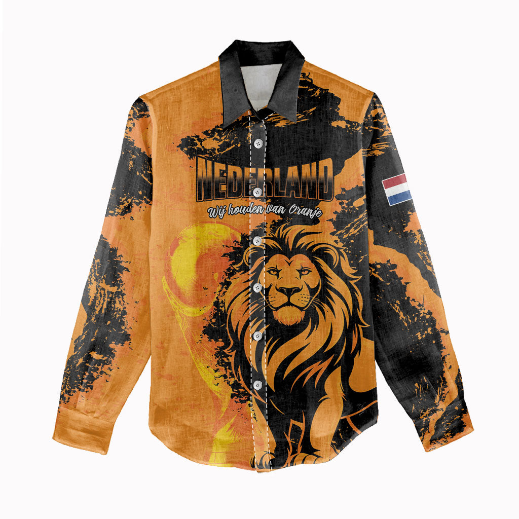 Custom Nederland 2026 World Football Women Casual Shirt Oranje Lions Go Champions