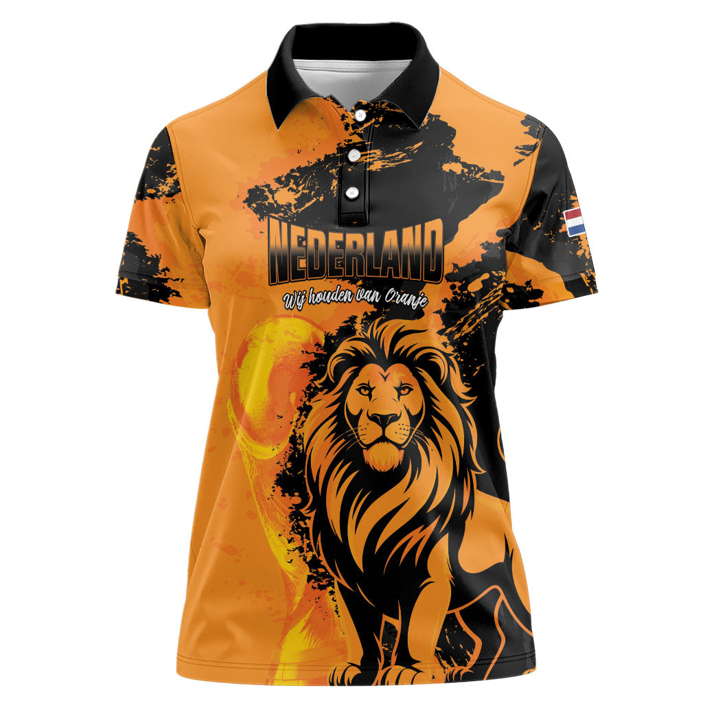 Custom Nederland 2026 World Football Women Polo Shirt Oranje Lions Go Champions