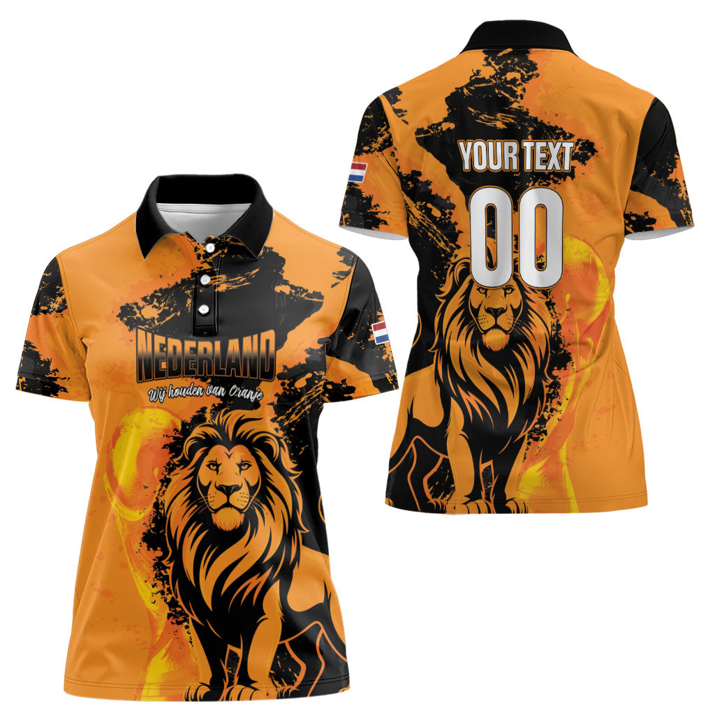 Custom Nederland 2026 World Football Women Polo Shirt Oranje Lions Go Champions