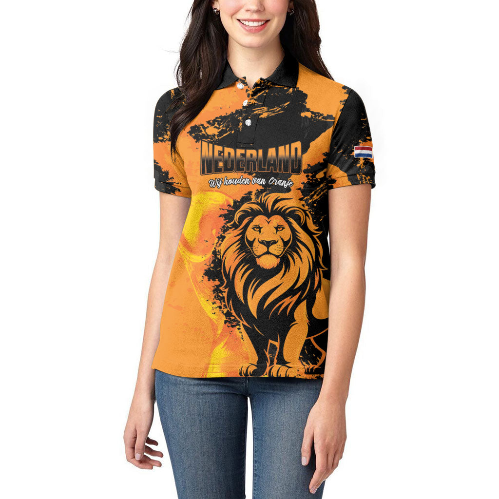 Custom Nederland 2026 World Football Women Polo Shirt Oranje Lions Go Champions