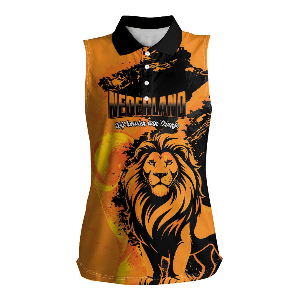 Custom Nederland 2026 World Football Women Sleeveless Polo Shirt Oranje Lions Go Champions