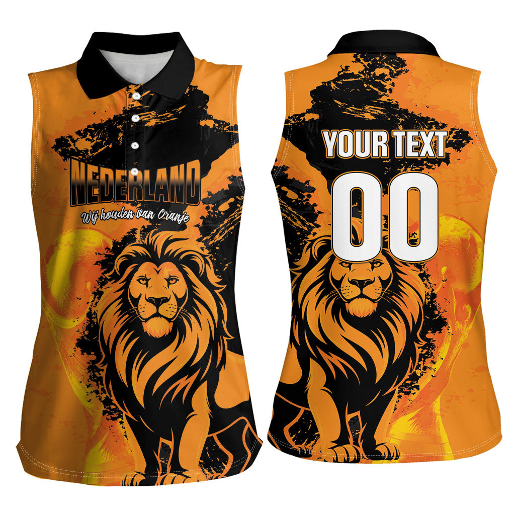 Custom Nederland 2026 World Football Women Sleeveless Polo Shirt Oranje Lions Go Champions