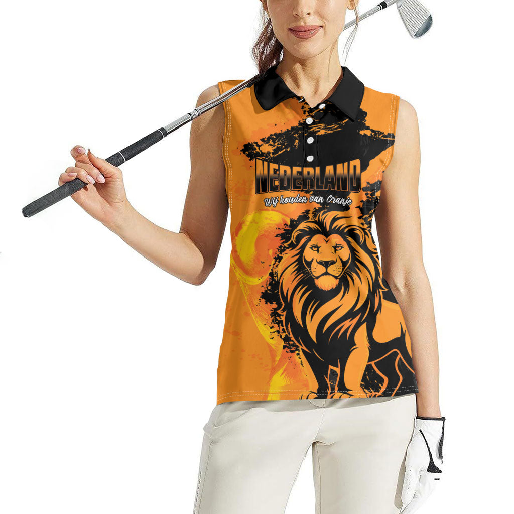 Custom Nederland 2026 World Football Women Sleeveless Polo Shirt Oranje Lions Go Champions