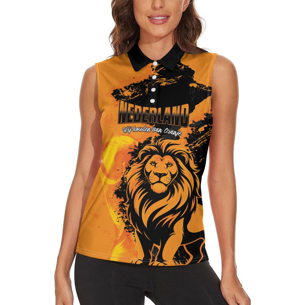 Custom Nederland 2026 World Football Women Sleeveless Polo Shirt Oranje Lions Go Champions