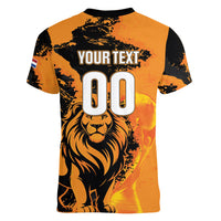 Custom Nederland 2026 World Football Women V-Neck T-Shirt Oranje Lions Go Champions