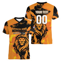 Custom Nederland 2026 World Football Women V-Neck T-Shirt Oranje Lions Go Champions