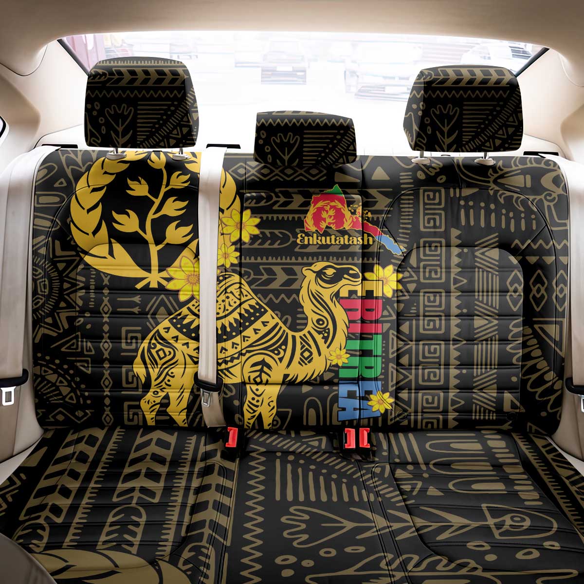 Enkutatash Eritrea New Year Back Car Seat Cover Eritrean Camel African Pattern - Wonder Print Shop