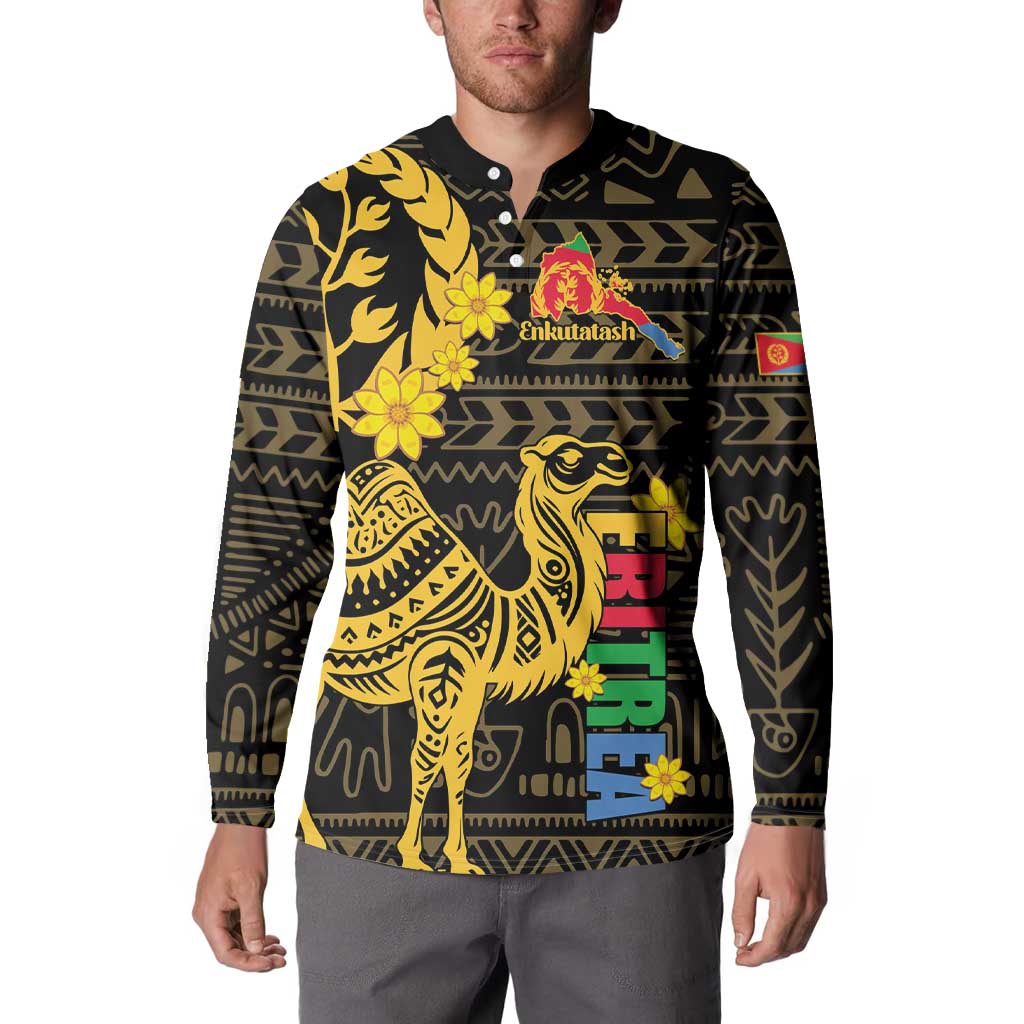 Enkutatash Eritrea New Year Button Sweatshirt Eritrean Camel African Pattern - Wonder Print Shop