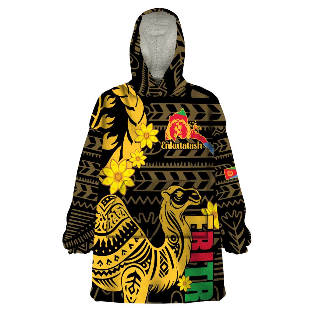 Enkutatash Eritrea New Year Wearable Blanket Hoodie Eritrean Camel African Pattern - Wonder Print Shop
