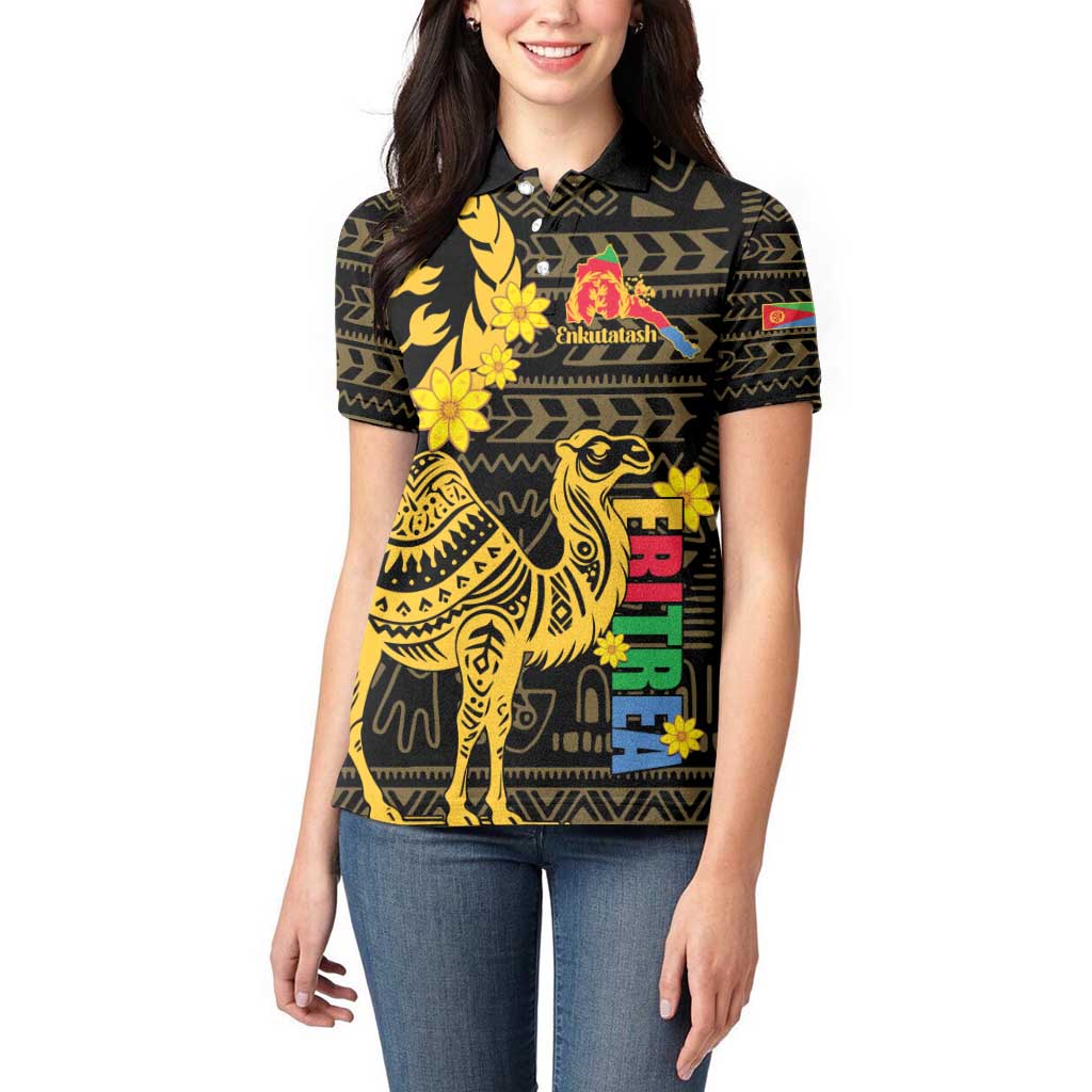 Enkutatash Eritrea New Year Women Polo Shirt Eritrean Camel African Pattern - Wonder Print Shop