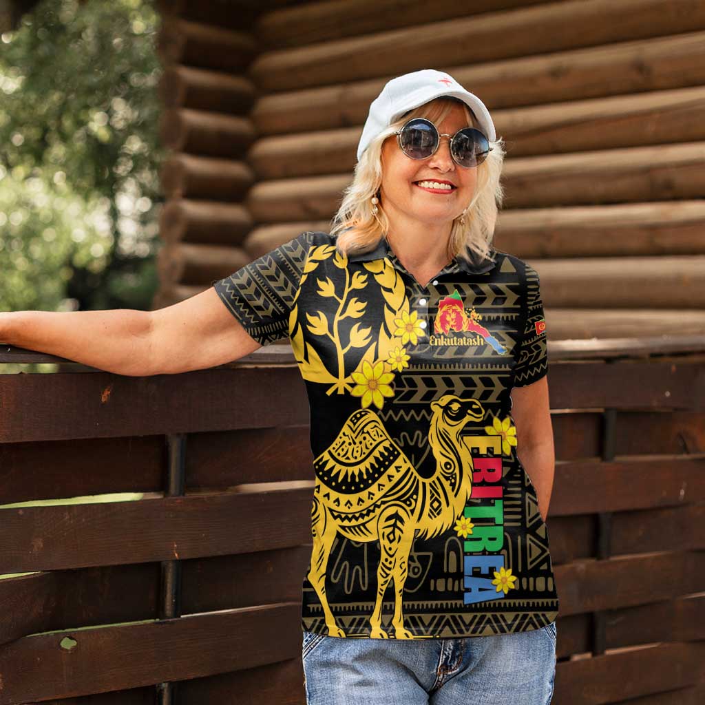 Enkutatash Eritrea New Year Women Polo Shirt Eritrean Camel African Pattern - Wonder Print Shop