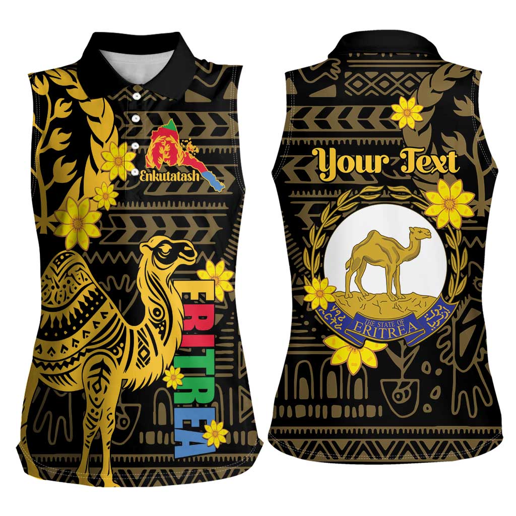 Enkutatash Eritrea New Year Women Sleeveless Polo Shirt Eritrean Camel African Pattern - Wonder Print Shop