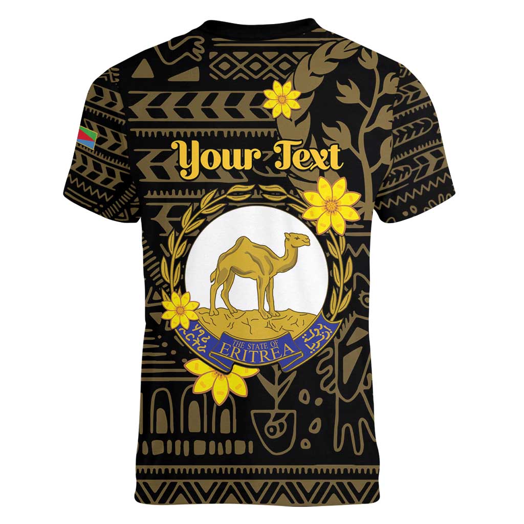 Enkutatash Eritrea New Year Women V-Neck T-Shirt Eritrean Camel African Pattern - Wonder Print Shop