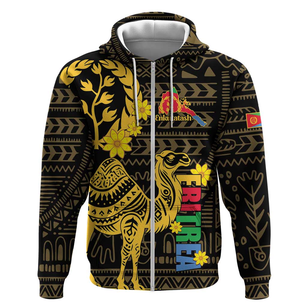 Enkutatash Eritrea New Year Zip Hoodie Eritrean Camel African Pattern - Wonder Print Shop