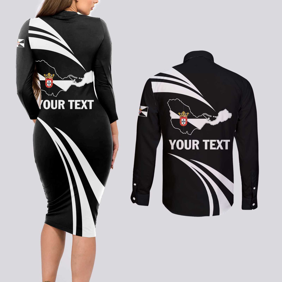 Ceuta Day Couples Matching Long Sleeve Bodycon Dress and Long Sleeve Button Shirt Dia de Ceuta 2024 - Wonder Print Shop