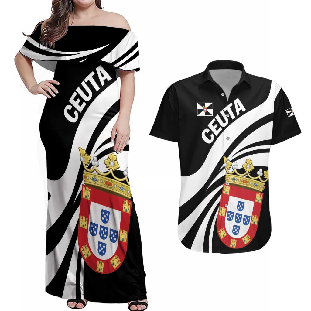 Ceuta Day Couples Matching Off Shoulder Maxi Dress and Hawaiian Shirt Dia de Ceuta 2024 - Wonder Print Shop