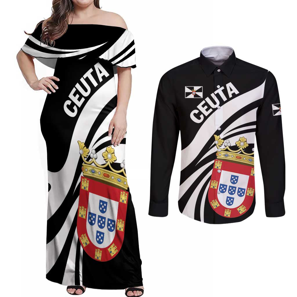 Ceuta Day Couples Matching Off Shoulder Maxi Dress and Long Sleeve Button Shirt Dia de Ceuta 2024 - Wonder Print Shop