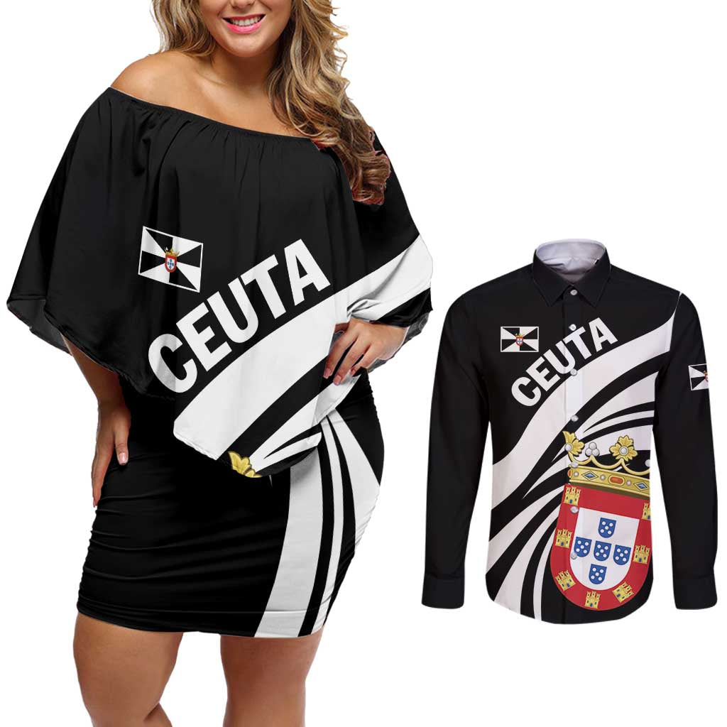 Ceuta Day Couples Matching Off Shoulder Short Dress and Long Sleeve Button Shirt Dia de Ceuta 2024 - Wonder Print Shop