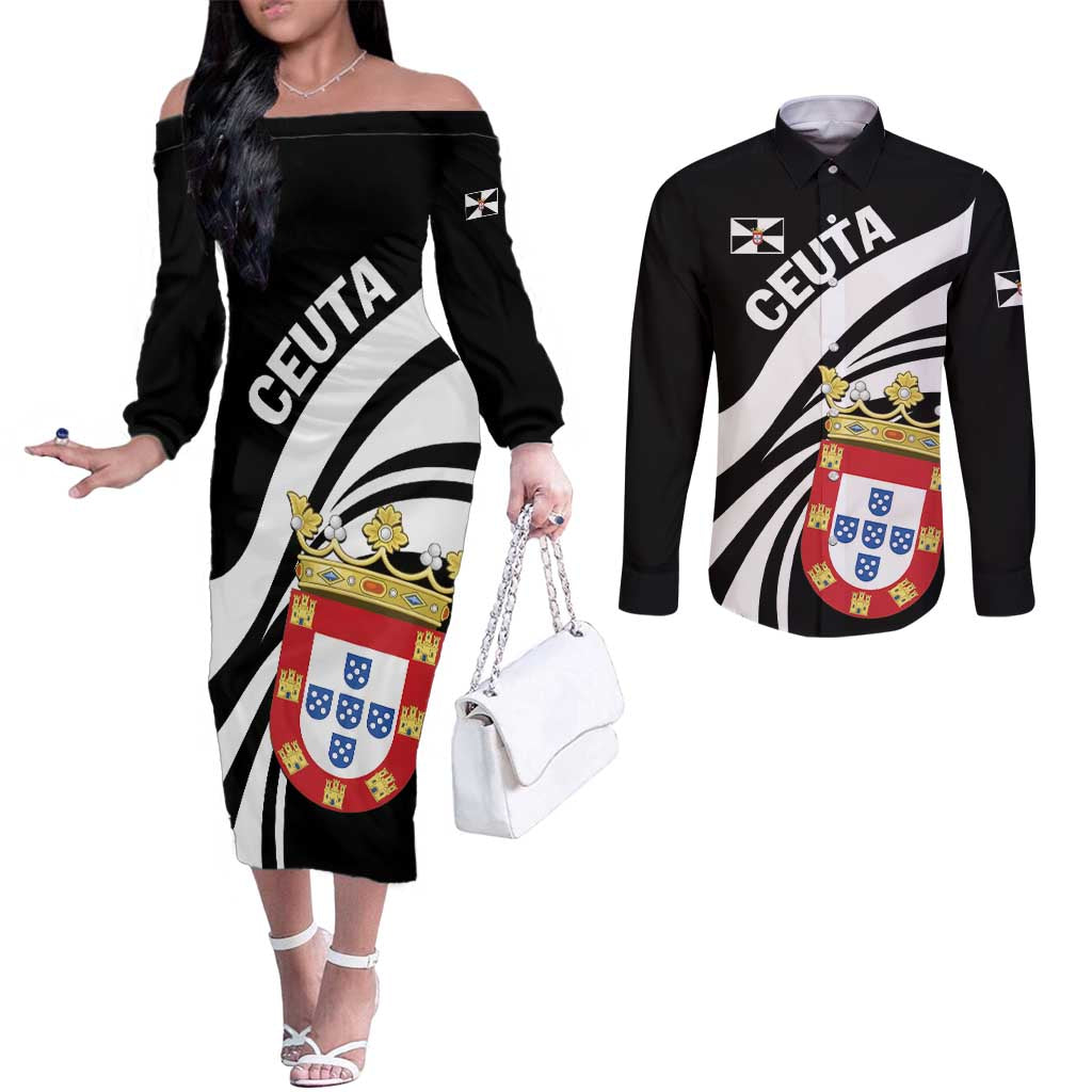 Ceuta Day Couples Matching Off The Shoulder Long Sleeve Dress and Long Sleeve Button Shirt Dia de Ceuta 2024